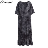 Oversized Maxi Summer Long Tie Dye Slit Dresses For Women Casual Cotton Black Plus Size 4xl 5xl 6xl 7xl 8xl 9xl 10xl Loose Dress