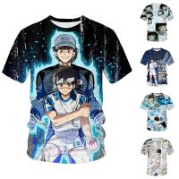 2023 New3D อะนิเมะกัปตัน Tsubasa พิมพ์เสื้อยืดฟุตบอลโลกวิทยาเขตกีฬาที่เดินทางมาพักผ่อนแขนสั้นขนาดใหญ่ใหม่ผู้ชายท็อปส์