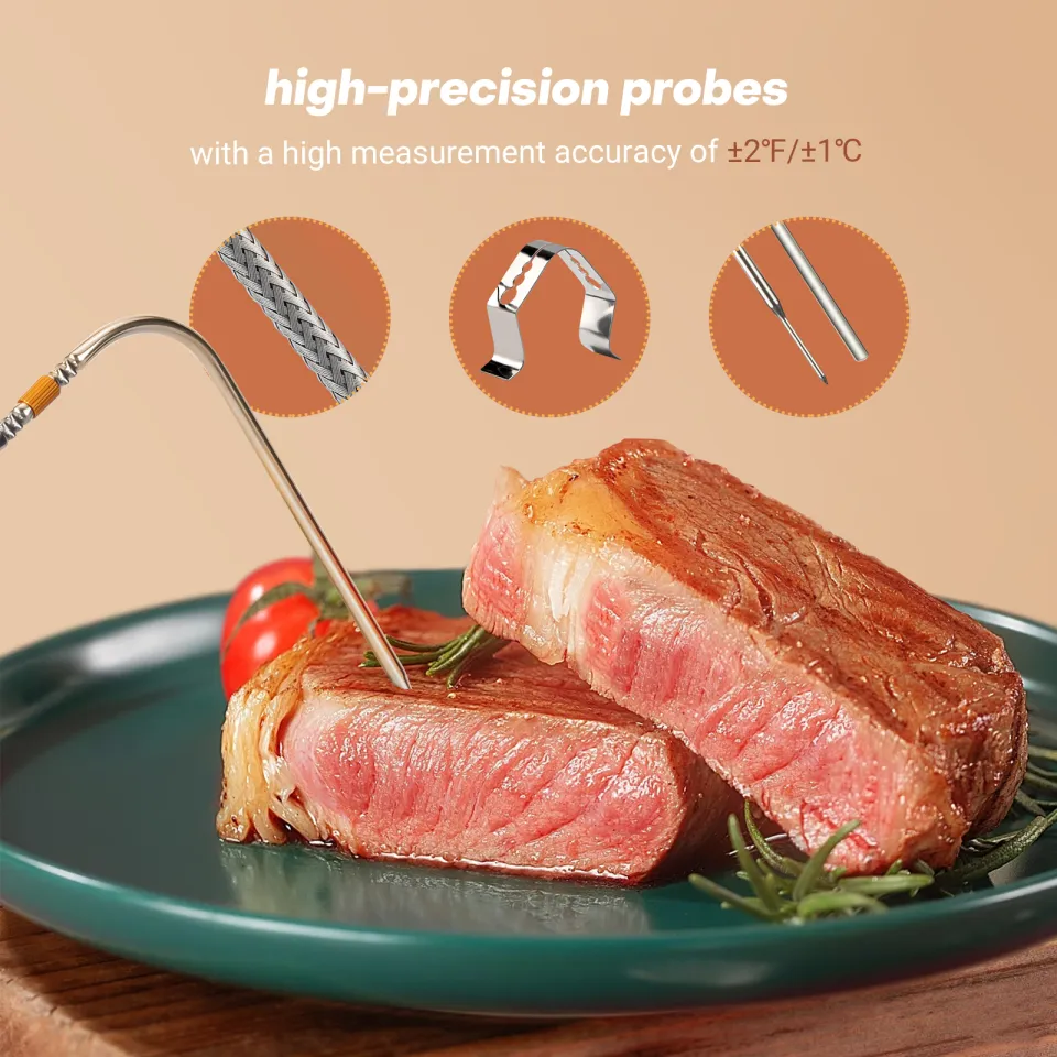 INKBIRD Food Temperature Thermometer IBT-4XS Digital Rotation Reading  Screen BBQ Meat Cooking 2/4 Probes With Bluetooth