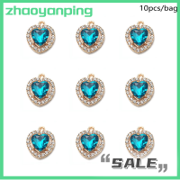 Zhaoyanping คลิปเม็ดพลอยเทียมหัวใจพีช18มม. 10ชิ้นเครื่องประดับที่ตกแต่งเล็บ