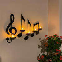 โน้ตเพลงสีดําผนัง Sconce Treble Clef Quarter Note Double Note สําหรับร้านค้าสํานักงาน Wall Yard Porch ของขวัญตกแต่งบ้าน