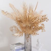 hot【cw】 1PC Gold Artificial Eucalyptus Wedding Decoration Fake Leaves for Arrangement