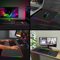 แผ่นรองเมาส์ขนาดใหญ่แผ่นรองเมาส์แผ่นรองเมาส์ RGB แผ่นรองเมาส์เกมเมอร์เกมแผ่นรองปูโต๊ะ XXL Mause Pad LED สำหรับเมาส์พีซีคีย์บอร์ด