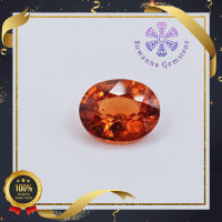 พลอยสเปคซาไทน์ 2.61 ct. Natural Spessartite สีส้ม TOP COLOR ประกายเล่นไฟค่อนดี รูปร่างไข่ พลอยดิบ ไม่มีการปรับปรุงคุณภาพใดๆ การันตีพลอยแท้ 100%