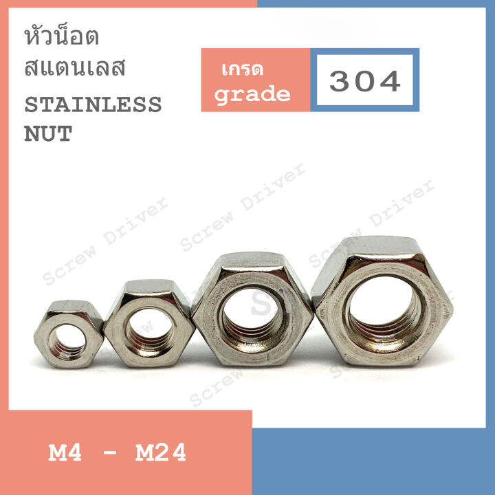 หัวน็อต-สแตนเลส-hexagon-nut-stainless-304-mm