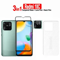 3in1สำหรับ Xiaomi Redmi ฟิล์มกระจกเทมเปอร์10C และ Redmi 10A 12C A1 Note 10 11 12 Pro Plus 5G / Note 10S 11S 12S ปกป้องหน้าจอกระจกเทมเปอร์ + ฟิล์มเลนส์กล้อง + ฟิล์มด้านหลัง