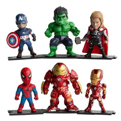 ZZOOI Disney Marvel Action Figure Spiderman Hulk Kids Toys Anime Model Iron Man Thor Kids Cake Decoration Figure Doll Gift Toy Kids