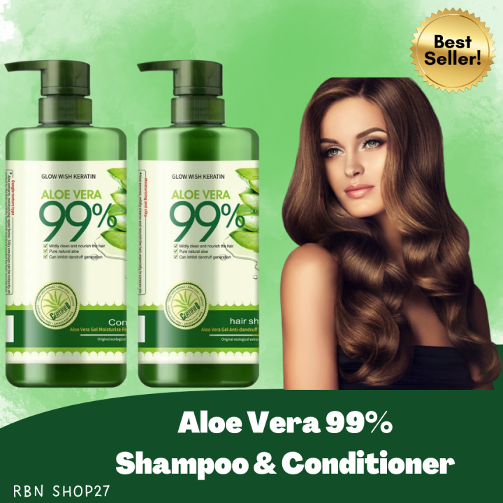 GLOW WISH KERATIN 99% Aloe Vera Hair Shampoo 800ml & Aloe Vera Hair ...