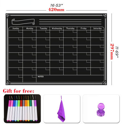 A3 Size Magnetic Blackboard Week Month Planner Calendar Fridge Sticker Dry Erase Board Children Chalkboard Table Message Board