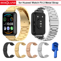 สายโลหะสำหรับ Huawei Watch Fit 2สายรัดข้อมือสแตนเลสสำหรับ Huawei Watch Fit2 Active Replacement Strap