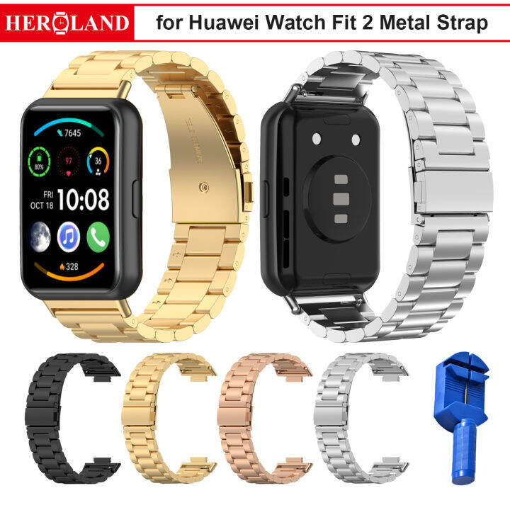 สายโลหะสำหรับ Huawei Watch Fit 2สายรัดข้อมือสแตนเลสสำหรับ Huawei Watch ...