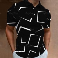 Fashion Mens Polo Shirt 3D Thin Line Stripe T-Shirt Top Summer Short Sleeve Polo Shirt Colorful Pattern Tee Casual Male Clothes