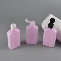 Pink 50Pcs 120ML Travel Plastic Flat Shape Bottle Flip Top Cap For Cosmetic Bottle Empty Lotion Shampoo Makeup PE Bottles