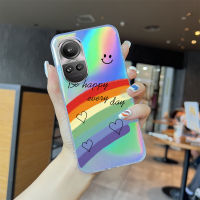 GGK เคสสำหรับ OPPO Reno10 Pro 5G Reno10 Pro  5G เคสโทรศัพท์สลายเลเซอร์สีสันสดใสลายการ์ตูนสุดหรูสีสันสดใสสดใสขอบสีรุ้งโปร่งใสขอบบางเฉียบ  นุ่มเป็นพิเศษเคสกันกระแทกเคสปลอกบัตรเลเซอร์