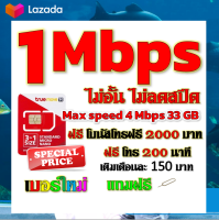 ✅โปรเทพ 1 mbps ไม่อั้นไม่ลดสปีด Max speed 4 mbps มีโทรฟรีทุกเครือข่ายโบนัส2000+200นาที แถมฟรีเข็มจิ้มซิม✅