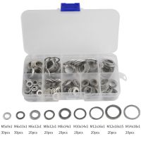 Hot Sale 200Pcs 9 Sizes Aluminum Flat Washer Gasket Set Flat Ring Seal Kit Set with Box M5/M6/M8/M10/M12/M14