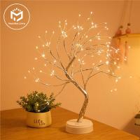 LED Night Light Mini Christmas Tree Copper Wire Garland Lamp For Kids Home Bedroom Decoration Decor Fairy Light Holiday lighting Night Lights