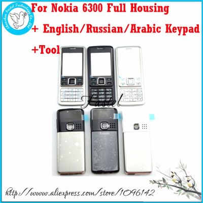 สำหรับ Nokia 6300มือถือที่สมบูรณ์เต็มรูปแบบฝาครอบกรอบโทรศัพท์เคสแป้นพิมพ์ภาษาอังกฤษหรือรัสเซียเครื่องมือฟรี