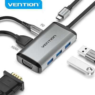 Vention อะแดปเตอร์แปลง USB-C เป็น HDMI VGA USB 3.1 Type-C PD พอร์ตชาร์จ สำหรับ TGS/TFA/TDA/TDB