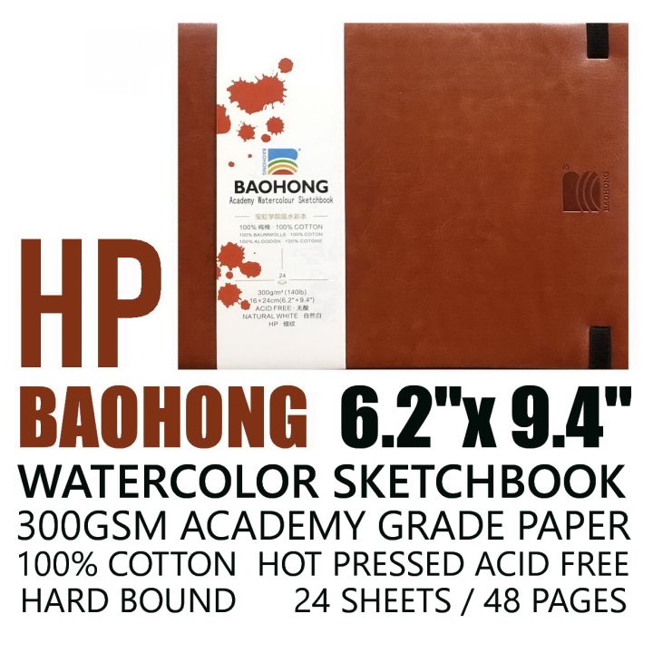 BAOHONG Hot Press Academy Watercolor Pad, Sketchbook 100% Cotton