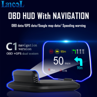 C1รถ HUD อัตโนมัติ OBD2 + GPS Head-Up Display โปรเจคเตอร์ Speedometer หน้าจอปลุกความปลอดภัยสำหรับรถยนต์ทั้งหมด