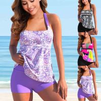 hotx 【cw】 Beachwear Ladies Swim Patchwork Striped Print Tankini Monokini Swimwear Bathing Pieces Set S-6XL