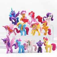 12ชิ้น/เซ็ตMini Unicorn Action 6-8cm toyตัวเลขของตกแต่งหน้าเค้กตุ๊กตาPVCอุปกรณ์Pollyคอลเลกชันสายรุ้งของเล่นสำหรับของขวัญเด็ก model Rainbow Horse Cute PVC Unicorn Horse Act