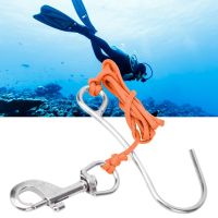 Stainless Steel Single Hook Scuba Diving Drift Hook with Spiral Coil Lanyard Quick Release Buckle Diving BCD Safe Equipment