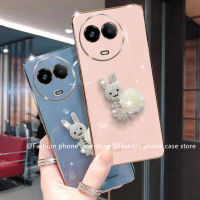 Phone Case เคส Realme 11X 5G เคสโทรศัพท์หลากสีหรูหราสีขาวสง่างามสีคาเมลเลียมันวาวลายกระต่าย Realme11X 5G 2023