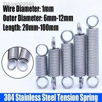 ▣๑✶ 1PCS 1mm Wire Dia 304 Stainless Steel O Ring Hook Extension Spring Tension Spring Coil Spring Dual Hook Spring L 20mm-100mm