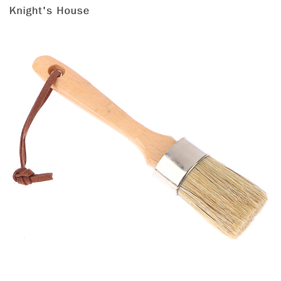 Knights House แปรงทาสีด้ามไม้สำหรับใช้ในบ้านแปรงเคลือบแวกซ์ทรงกลมขนแปรงชอล์กสีน้ำมัน