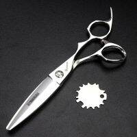 6 Inch Willow Scissors Convex Blade Damascus Decorative Design Bearing Screw Haircut Shears Sliding Upscale 440c Barber Scissors