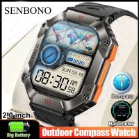 SENBONO Smartwatch Olahraga กลางแจ้งสำหรับผู้ชายสมาร์ทวอท์ชวัดนาฬิกาข้อมือเข็มทิศโทรผ่านบลูทูธกันน้ำสำหรับ IOS