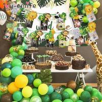 1set Animal Photo Banner Happy Birthday 12 Month Banner Party Baby Shower First Birthday Decoration Jungle Safari Party Theme Banners Streamers Confet