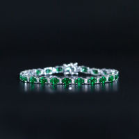 Tsavorite Diamond Bracelet สร้อยข้อมือเพชรซาโวไรท์ โกเมนแท้สีเขียวสด เนื้อสะอาดมาก เพชรแท้น้ำ95-96 ตัวเรือนเป็นทองขาว18k