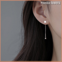 Pinellia ดอกไม้สไตล์เรียบง่ายต่างหูรูปหยดน้ำพู่สร้อยกล่องสำหรับผู้หญิงต่างหูตุ้งติ้งยาวเครื่องประดับหูอินเทรนด์บางมินิ