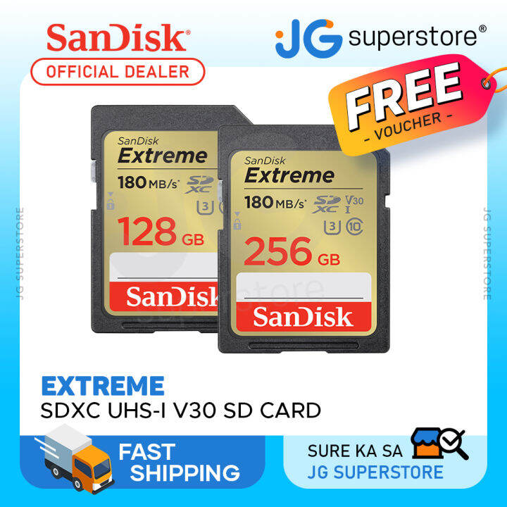 SanDisk Extreme SD Card 128GB 256GB UHSI SDXC Class 10 with 180MB/s