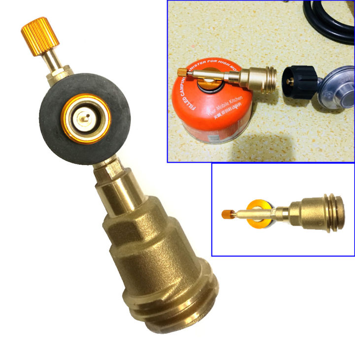 แคมป์ปิ้ง-copper-gas-propane-tank-connector-adapter-valve-coupler-สำหรับ-american-type