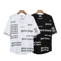 2023 NEWPalm Angels ใหม่เสื้อยืดหลวมโลโก้เต็มร่างกายพิมพ์ผ้าฝ้ายลำลองแขนสั้นคอกลมเสื้อยืด