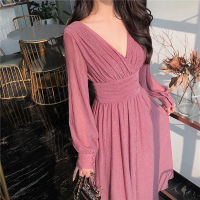 Solid Elegant Dress Women Autumn Sequin Party Midi Dress Female Casual Chiffon Slim Korean Dress 2022 Autumn Womens Clothing