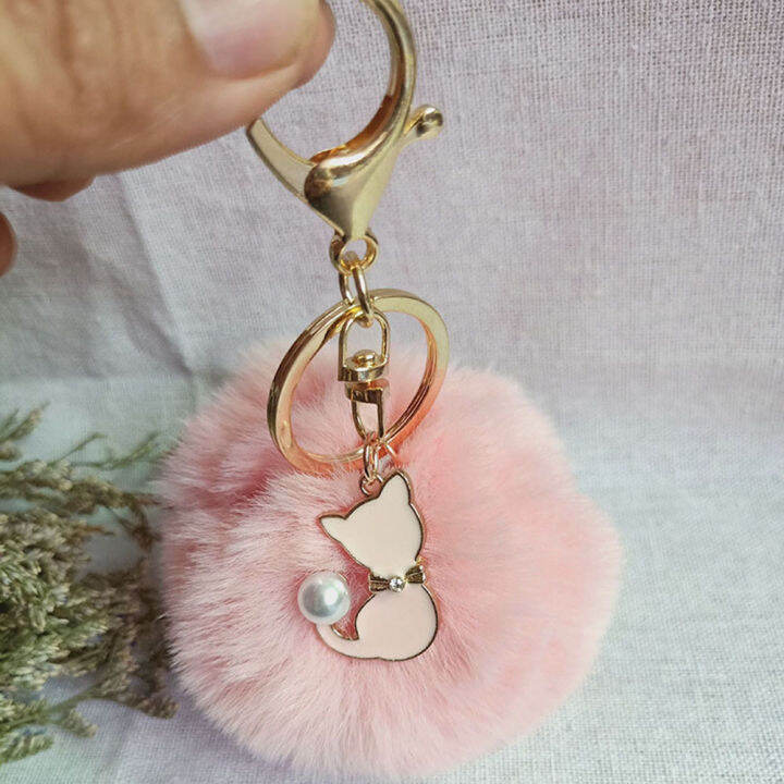 Cute Faux Fur Ball Pom Pom Keychain Pompom Artificial Rabbit Fur