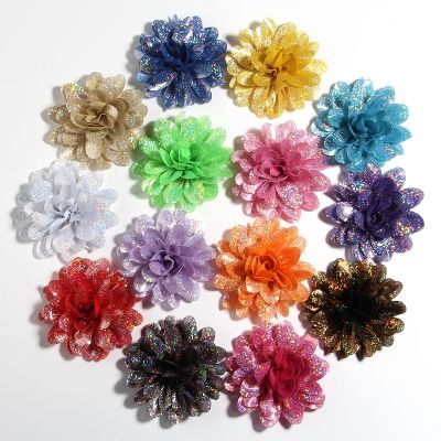 【cw】 10PCS 8CM 3.1 quot; New Artificial Metallic FabricFor WeddingCraftShiny Flowers BouquetWedding Boutique 【hot】