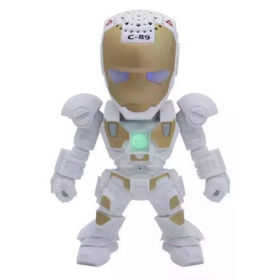 Iron Manลำโพงบลูทูธพร้อมไฟแฟลชLED Light Deformed Arm Figure Robot Portable Miniซับวูฟเฟอร์ไร้สายTF FMการ์ดUSB