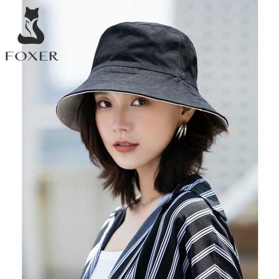 FOXER สองด้านหมวกชาวประมงหญิงฤดูใบไม้ผลิและมุ้งสำหรับหน้าร้อนสีแดงฉบับภาษาเกาหลี Tide ป่าครีมกันแดดญี่ปุ่นหมวกกันยูวี