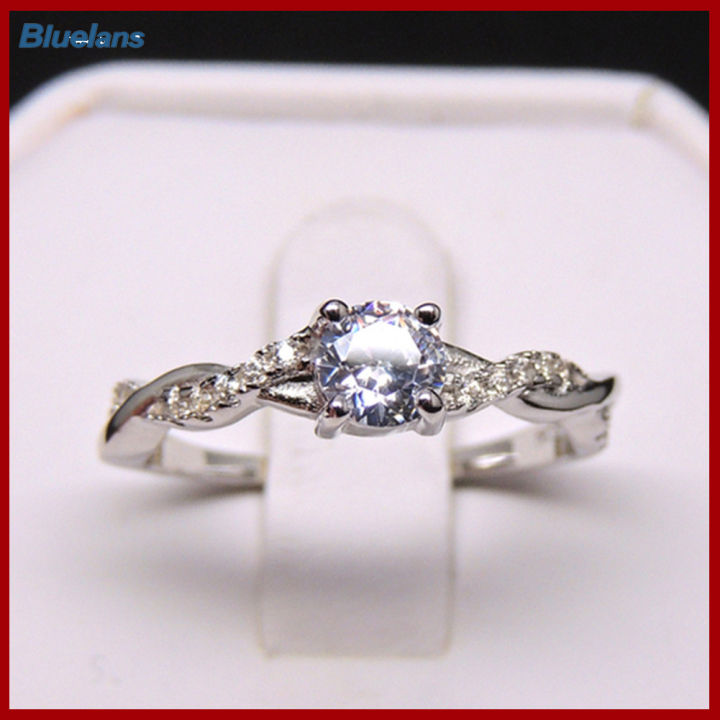 Bluelans®ของขวัญเสน่ห์ของเครื่องประดับงานเลี้ยงหมั้นงานแต่งงานแหวนไรน์สโตนที่สง่างามของผู้หญิง
