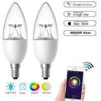 [HOT QQZIWWUJJWG 104] 2/4 Pcs Smart LED Candelabra Bulbs Smart Wifi Dimming E27/E14/E12เทียบเท่าโคมระย้าเข้ากันได้กับ Alexa Google Assistant