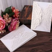 25/50Pcs Laser Cut Wedding Invitations Card Lace Flower Business Greeting Cards Birthday Bridal Shower Wedding Party Decoration