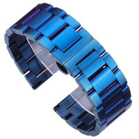 Stainless Steel Watch Bracelet 18 20 21 22 23 24mm Blue Silver Metal Watchbands Strap Fold Deployment Clasp