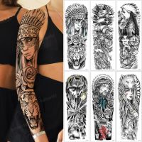 Large Size Full Arm Sleeve Temporary Tattoos Thigh Leg Sexy Body Art Painting Waterproof Tattoo Stickers Black Totem Wolf Lion Stickers