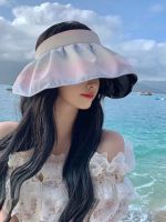 ☃ Sun hat womens summer UV protection vinyl headband colorful gradient shell hat sun hat empty top cover face